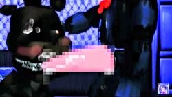 blowjob bonnie_(fnaf) censored censored_penis fellatio five_nights_at_freddy's five_nights_at_freddy's_4 freddy_(fnaf) gay male male/male nightmare_bonnie nightmare_freddy non-human nyangyangblue penis