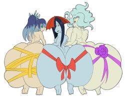 3girls ame-onna ass ass_bigger_than_head backboob big_ass big_breasts blizzaria blue_body bow_ribbon drizzelda enraenra feet female female_only fubuki-hime huge_ass huge_breasts hyper hyper_ass hyper_hourglass large_ass level-5 looking_at_viewer looking_back multiple_girls naked nude presenting_hindquarters ribbon ribboned_body smogmella tasteofchoklit yo-kai_watch youkai youkai_watch yōkai