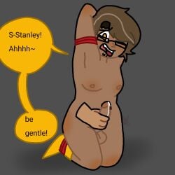 beetlebonez bondage handjob male/male male_tits narrator_(the_stanley_parable) stanley_(the_stanley_parable) stroking_penis the_stanley_parable tied_up