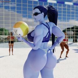 3d 3girls abs amelie_lacroix ana_amari ass asymmetrical_hair beach big_ass big_breasts bikini black_hair blizzard_entertainment captain_amari dark-skinned_female dark_skin egyptian egyptian_female fareeha_amari female female_only fit fit_female latina looking_at_viewer mature_female milf mother_and_daughter muscular muscular_female overwatch overwatch_2 pharah purple_hair purple_skin skimpy_bikini skimpy_swimsuit skimpy_swimwear solo solo_female solo_focus swimsuit tattoo thick_thighs thong volleyball volleyball_net vonsvaigen wet_body wet_skin wide_hips widowmaker young_ana_amari