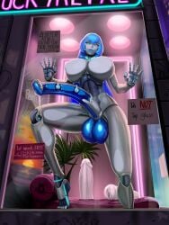 1futa against_glass aka6 animal_genitalia artificial_vagina athletic_futanari balls breasts detailed_background dildo erection futa_only futanari gynomorph horsecock huge_balls huge_breasts huge_cock humanoid looking_at_viewer low-angle_view nude penis robot robot_girl sex_toy sign solo standing testicles