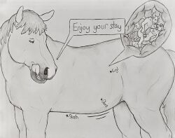 anthro bodily_fluids bovid bovine breasts cattle draft_horse equid equine extreme_size_difference felid feline female feral feral_pred group hgythshs hi_res horse internal larger_feral licking licking_lips looking_back_at_self macro male male/female mammal mane micro nipples organs penetration sex size_difference slosh sloshing_belly smaller_anthro speech_bubble stomach stomach_acid tail tail_tuft tongue tongue_out traditional_media_(artwork) trio tuft vaginal_penetration vore