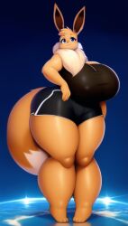 ai_generated anthro big_breasts crushed eevee giant huge_breasts legs long_legs novelai pokemon pokemon_(species) thick_thighs