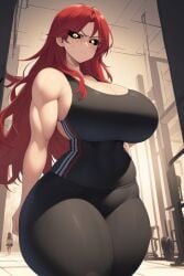 abs ai_generated anime_style big_breasts big_butt black_sclera breasts curvy curvy_body curvy_female curvy_figure curvy_hips eyebrows_visible_through_hair female female_focus female_only genderswap_(mtf) hair_between_eyes hyper hyper_breasts long_hair long_sleeves looking_at_viewer muscular_female red_eyes rule_63 serious shuumatsu_no_valkyrie solo solo_female solo_focus tagme thick_ass thick_hips thick_legs thick_thighs thor_(shuumatsu_no_valkyrie) yellow_eyes