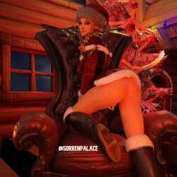 3d ass big_ass blender christmas christmas_outfit female female_only fortnite fortnite:_battle_royale heidi_(fortnite) looking_at_viewer sorrenpalace teasing_viewer watermark winterfest