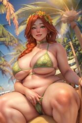 ai_generated bruce_genner chubby_female hogwarts_legacy massive_breasts micro_bikini mirabel_garlick