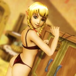 1girls 3d against_furniture ass big_ass blonde_hair blue_eyes bra busty female female_only grin hi_res hyrule_warriors legs linkle medium_breasts nintendo panties pose posing sensual short_hair sideboob smile the_legend_of_zelda thighs virtualblueam2