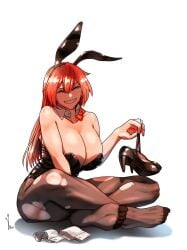 2023 4chan anime_style big_breasts breasts bunny_club bunny_ears bunny_girl bunnysuit ginger_hair light-skinned_female red_hair redhead smiling solo solo_female tagme toon_michaela toxicsoul77