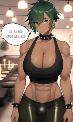 1futa abs ai_generated bar black_clothing breasts buff choker collar dom_to_sub futanari futasub large_breasts larger_futanari mommy_kink morgan_(xdk141) muscular novelai penis pov punk spiked_collar thick_thighs xdk141