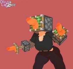 3d dildo female_only goth minecraft olivialewdz piston_(minecraft) thong