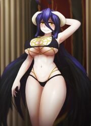 1girls albedo_(overlord) big_breasts black_hair chocomilk long_hair overlord_(maruyama) succubus