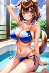 ai_generated arm_behind_head bathtub big_breasts bikini brown_eyes brown_hair dog_ears dog_tail hololive inugami_korone virtual_youtuber yo_dayo_(ai)