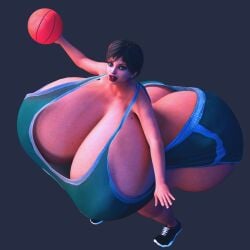 3d basketball basketball_jersey basketball_shorts basketball_uniform capcom cleavage gigantic_ass gigantic_breasts huge_ass huge_breasts jackd22 rebecca_chambers resident_evil