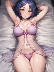 1girls ai_generated curvaceous curvy_body curvy_female curvy_figure female_focus female_only hayami_kanade idolmaster idolmaster_cinderella_girls lingerie medium_breasts medium_hair seductive_look underwear voluptuous_female