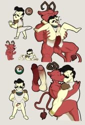 anal anal_sex anthro arms_around_neck balls black_hair bovid bovine brown_horn brown_nose caprine caprine_demon carrying carrying_partner carrying_position don't_starve don't_starve_together dress_lift erection frottage frotting full_nelson furry furrz furrzabinch gameplay_mechanics gay goat heart horn horns human human_on_anthro kiss kissing male mustache naked penetration penis red_body red_fur red_hair revealing_clothes revealing_penis ring spread_legs tail touching_penis wardrobe_malfunction wolfgang_(don't_starve) wortox