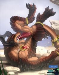 2_horns animal_genitalia anthro anthro_only autofellatio bodily_fluids cum cum_in_mouth cum_inside dragon drogoz drogoz_(paladins) ejaculation gem genital_fluids genital_slit genitals gold_(metal) hi_res horn jewelry male male_only masturbation muscular muscular_anthro muscular_male necklace oral oral_masturbation paladins penile penile_masturbation ruby_(gem) scales scalie slit solo spikes todex