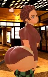 1boy ass_focus big_ass big_butt bottom_heavy bottom_heavy_femboy bubble_ass bubble_butt curvy curvy_figure demon_slayer femboy kamado_tanjirou kimetsu_no_yaiba tanjiro_kamado xscapism