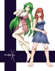 2girls alternate_costume babydoll blue_lingerie breasts celica_(fire_emblem) cleavage crossover female female_only fire_emblem fire_emblem_echoes:_shadows_of_valentia kid_icarus lingerie looking_at_viewer medium_breasts nintendo palutena panties red_lingerie sonicheroxd