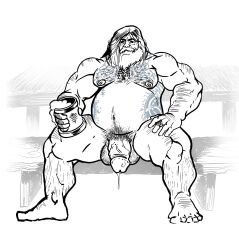 beard belly dick male male_only naked nude penis_out tagme thor_(god_of_war) viking