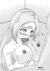 1boy big_breasts bleach blush breasts faceless_male fellatio female female_focus huge_breasts inoue_orihime monochrome oral oral_sex paizuri penis penis_between_breasts sex sucking sucking_penis sudoname titjob titjob voluptuous