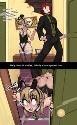 1boy 1girls 2023 ass_grab before_and_after behind_door bent_over blonde_hair boxman bunny_ears bunny_girl bunny_socks bunny_thighhighs bunnysuit cheating cuckold cum cum_on_ass detached_collar english_text fake_animal_ears father_and_daughter female flat_chest flat_chested height_difference implied_creampie incest leotard maka_albarn male male_pov necktie netorare penis penise pov pubic_hair purple_socks saliva sex sex_from_behind sex_slave size_difference socks soul_eater spirit_albarn square_enix stockings surprised thigh_socks thighhighs wide_eyed