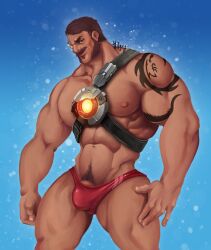 balls bara bulge cybernetic_eye facial_hair flaccid hfguy kano_(mortal_kombat) male male_only mortal_kombat muscles muscular mutton_chops penis sideburns solo solo_male