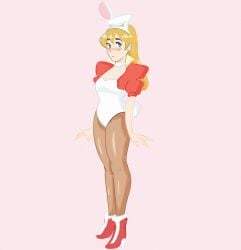 1girls 2020 2020s adora blonde_female blonde_hair blue_eyes blush bunny_ears bunny_girl bunny_tail bunnysuit choker embarrassed female female_only hi_res high_heels jacket light-skinned_female light_skin long_hair looking_at_viewer pantyhose pink_background presenting red_heels red_high_heels red_jacket she-ra_and_the_princesses_of_power shy simple_background solo solo_female spospiteful thick_thighs thin_waist two-tone_high_heels white_bunny_ears white_bunnysuit white_choker white_heels white_high_heels