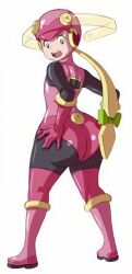 axel-rosered big_butt butt butt_expansion color_edit enhanced_resolution hands_on_butt huge_butt latex latex_suit mega_man mega_man_battle_network old_art pink_suit roll.exe shocked skin_tight small_breasts