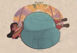 1girls 2023 2d 2d_(artwork) ass ass_body ass_focus big_ass big_butt blue_jeans butt butt_focus dark-skinned_female dark_skin female female_only huge_ass hyper hyper_ass jeans lilo_and_stitch looking_back lying lying_on_side nani_pelekai pink_shirt puntthepoodle solo