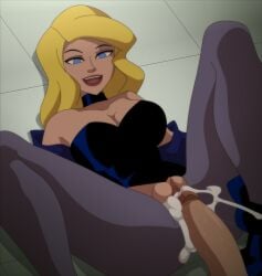 after_sex black_canary blonde_hair blue_eyes boots choker clothed_female clothed_female_nude_male clothed_sex crotchless cum cum_in_pussy cum_inside cum_on_clothes cum_on_pussy dc dcau dinah_lance green_arrow_(series) jacket justice_league justice_league_unlimited large_breasts leotard leotard_aside no_panties on_back penis pussy pussy_juice sex sweat torn_clothes unseen_male_face vaginal_sex xeroshadows