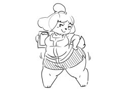 animal_crossing anthro big_ass big_breasts breasts bubble_butt canid canine canis female fur furry furry_only huge_ass isabelle_(animal_crossing) nintendo solo tail yosioka_san