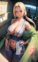 1girls ai_generated big_breasts bindi cleavage curvaceous curvy_body curvy_female curvy_figure female_focus female_only hi_res mommy naruto naruto_(classic) naruto_(series) naruto_shippuden seductive_look stable_diffusion tsunade voluptuous voluptuous_female