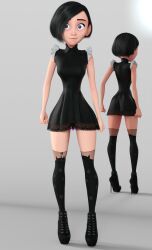 3d 3d_(artwork) black_socks daz3d daz_studio disney emo goth goth_girl heels high_heels legs pin3d pixar smooth_skin socks solo solo_female tagme the_incredibles thigh_socks thighhighs violet_parr