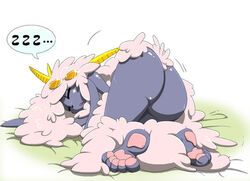 ass ass_up big_ass black_skin color female fur furry horns lying mammal on_front pixiv_thumbnail resized sheep sleeping sunglasses