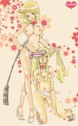 alfred_jones america_(hetalia) arthur_kirkland axis_powers_hetalia breasts collar color dildo england_(hetalia) exposed_breasts female female_only front_view multiple_females multiple_girls rule_63 sex_toy strap-on topless vulva yuri