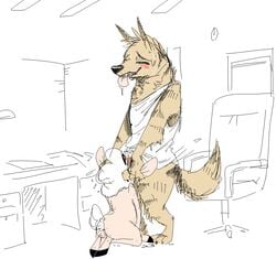 1boy 1girls 2018 anthro anus ass barely_visible_genitalia blush bottomless caprine chair claws closed_eyes clothed clothed_male_nude_female clothing desk disney drooling duo ear_grab fan_character fellatio female female_penetrated forced forced_oral fur furry furry_only hyena inside kneeling larger_male looking_pleasured male male/female male_penetrating male_penetrating_female mammal motion_lines naked nobby_(artist) nude office_chair oral oral_penetration ozzy_(weaver) pack_street partially_colored penetration pussy remmy_cormo rule_63 saliva sex sheep size_difference smaller_female smaller_penetrated standing straight subtle_pussy sweat tail thrusting toe_claws tongue tongue_out topwear wool zootopia