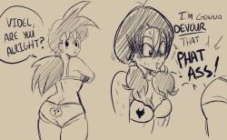 2girls ass blush braid breasts dragon_ball dragon_ball_super dragon_ball_z drooling female female_only genderswap genderswap_(mtf) lemonjoojoo long_hair medium_hair panties pigtails ponytail rule_63 sketch son_gohan tagme videl yuri