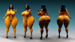 1girls 2560x1440 ass blue_hair bodysuit breasts crotch_zipper curvy female female_only gradient_background high_heels hips huge_ass huge_breasts huge_hips huge_thighs latex latex_bodysuit latex_suit long_hair multiple_angles multiple_views nipples_visible_through_clothing otsdarva otsy skin_tight standing thick_ass thick_thighs tight_clothing yellow_bodysuit