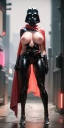 ai_generated big_breasts cape darth_vader female genderswap mask red_cape rule_63 stable_diffusion star_wars