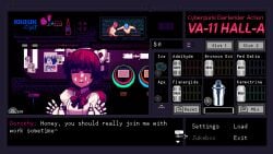 1girls android blush cat_ears closed_eyes cum cum_on_face dialogue dorothy_haze edit female mod pixel_art red_face red_hair short_hair smile solo_female spiritofrei text va-11_hall-a white_skin