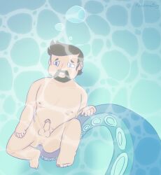 anal blue_eyes brown_hair bubbles hermitcraft male male_only mcyt tentacle underwater underwater_sex watermark xbcrafted