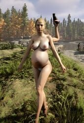 endnight_games female gun multi_arm multi_limb naked_female pregnant sons_of_the_forest the_forest virginia_puffton