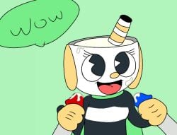 cum cum_on_face cup cuphead cuphead_(game) happy mikahead_(character) mugman original_character