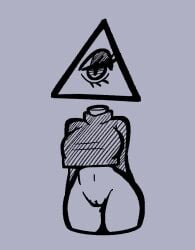 1_eye anonymous_artist arms_behind_back bottomless cyclops exposed_pussy exposed_vagina iilluminaughtii looking_at_viewer mostly_nude mostly_nude_female no_panties no_pants object_head one_eye pussy shirt_only sole_female unknown_artist vagina youtube youtuber