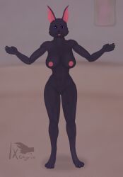 anthro big_breasts bonnie_(ixthyria) breasts female genitals hi_res ixthyria lagomorph leporid mammal nude pussy rabbit smile smiling_at_viewer solo spread_arms standing