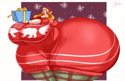 1girls 2018 big_ass big_breasts christmas christmas_background christmas_hat christmas_present colossal_ass female gift gigantic_ass high-on-fairydust huge_ass huge_breasts hyper_ass hyper_breasts looking_at_viewer present redhead samantha_van_hof sweater thick_ass thick_thighs thunder_thighs wide_hips