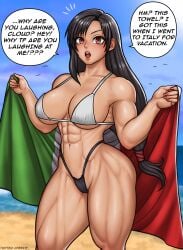 1girls abs beach belly_button big_breasts bikini birds busty cheekie0 cleavage dark_hair english_text final_fantasy final_fantasy_vii holding_object human human_only italian_flag italian_senate_hack long_hair looking_at_viewer meme muscular muscular_female muscular_thighs obliques ocean open_mouth sand sideboob simple_bird sky solo speech_bubble surprised tied_hair tifa_lockhart underboob unseen_character wide_hips