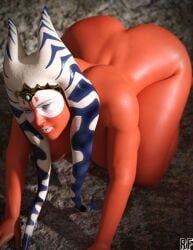 1girls 3d abs alien alien_girl ass athletic athletic_female big_ass big_breasts big_butt blue_eyes breasts female female_only female_protagonist fit fit_female large_breasts montrals nude posing red_skin rude_frog shaak_ti side_view solo star_wars thick_thighs togruta