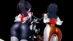 2girls 3d ass_focus defeated defeated_heroine female female_only minato_asahi_(grigio) rule_63 ultraman_(franchise) ultraman_orb ultrawoman_grigio