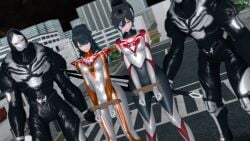 2girls 3d defeated defeated_heroine female female_only minato_asahi_(grigio) rule_63 ultraman_(franchise) ultraman_orb ultrawoman_grigio